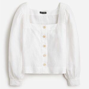 J.CREW white linen Squareneck button-up top - Small